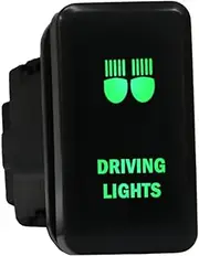 12V 3A ON-OFF Push Switch 820G Laser etched DRIVING LIGHTS dual LEDs in GREEN For Toyota Hilux LandCruiser 70 100 Kluger Prado 120 HiAce FJ Cruiser and more