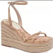 Dolce Vita Elvia tan Womens 9 Ankle Strap Casual Wedge Sandals Cork espadrille