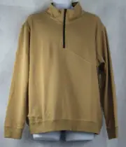 And Now This Men's Seamed Quarter-Zip Pullover Sweatshirt, Stucco Brown, Large