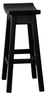 Ryo Solid Mahogany Timber Kitchen Stool - Black