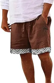 [Generic] Men Tennis Shorts Fashionable Coconut Tree Printed Beach Trendy Shorts Baggy Cargo Shorts for Men