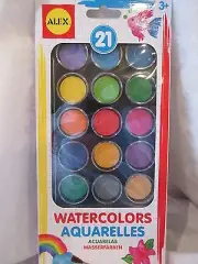 ALEX Deluxe Watercolor Paint Set 21 Colors/Case/Mixing Pallette & Brush NEW