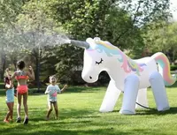 在飛比找樂天市場購物網優惠-新款充氣噴水獨角獸兒童玩具充氣噴水獨角獸噴水馬大象戲水玩具