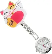 [OATIPHO] 1 Set Pocket Watch Multi Fortune Cat Nursing Watches for Nurses Vintage Retractable Men Hanging Cartoon Watch Chains Fob Nurse Watch Digital Watch Cartoon Hanging Watch Glass White