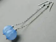 Vintage Faceted Powder Blue LUCITE Beads & 925 Sterling Silver Long Earrings