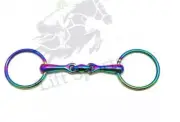 Rainbow Multi Color Loose Ring Snaffle with Lozenge Fat Horse Bit Stainless