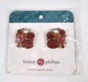 Lindsay Philips Marcella Interchangeable Shoe Snap Set Red Pink Diamonte Jewel