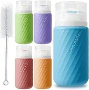 5Pcs Condiment Squeeze Bottles - 2 OZ Salad Dressing Container To Go, Leakproof Sauce Containers for Lunch Box, Silicone Squeeze Bottle for Sauces & Liquids, Travel Size Condiment Containers with Lids