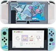 GeekShare Protective Slim Cover Case Only Compatible with Nintendo Switch - Shock Absorbing and Scratch Resistant Protective Case for Switch - Shark Party (Clear)