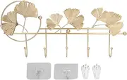 Wall Coat Rack Ginkgo Leaf Design Modern Elegant Wall Mounted Coat Rack for Clothes Hats Keys Durable Iron Material Suitable for Living Room Bedroom Kitchen Bathroom 46 x 20.5cm