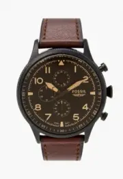 New Retro Pilot Chronograph Dark Brown Leather Watch FS5833