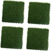 Happyyami 4pcs Fake Grass Garden Patio Artificial Turf for Patio Landscape Decor