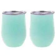 2PK Oasis 300ml Stainless Steel Double Wall Insulated Wine Cup/Tumbler Spearmint