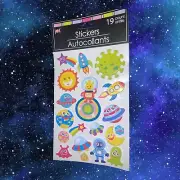 19 Outer Space People Planet Stars Rockets Whimsical Stickers Pop-Up Dimensional