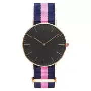 Quartz Movement Waterproof Nylon Watch with Imitation Leather Strap and Stainles