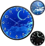 eYotto Night Light Wall Clock, 12 Inch Silent Battery-Operated Wall Clocks for Bedroom Living Room/Kitchen, Large Display Wall Clock Kids Boys Birthday Gift Glow in The Dark -Moon