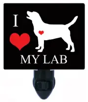 Dog Decorative Photo Night Light, I Heart My Lab, Labrador Retriever