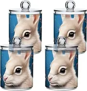 GAIREG Rabbit and Birds Cotton Ball Holder, Toothpick Dispenser, Plastic Cotton Swabs Container 4 Pack