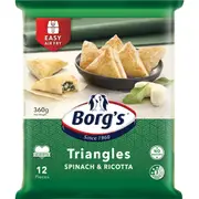 Borg's Pastizzis Triangles Spinach & Ricotta 360g