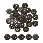 100Pcs Wooden Buttons 10mm 4 Hole Round Wood Sewing Button Craft, Dark Brown