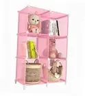 6-Cube Storage Shelf, Storage Bookcase Bookshelf with Metal 38x38x12'' Pink