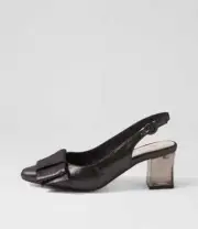 New Django & Juliette Hess Black Shimmer Leather Heels Womens Shoes Dress