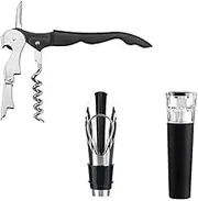 Professional 3 in 1 Wine Preservation Kit with Sommelier Corkscrew Leakproof Pourer Vacuum Stopper Airtight Seal Home Bar Accessories