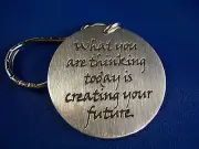 Made-in-the-USA Oval Pewter Key Chain Engraved w/ Inspirational Saying