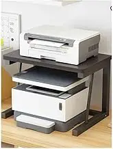 Printer Table Multi Functional Double-Layer Storage Organizing Rack Desktop Printer Storage Rack Office File Small Household Shelf Printer Shelf(Black)