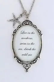 LIVE IN THE SUNSHINE SWIM IN THE SEA Ralph Waldo Emerson Quote Pendant Necklace