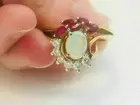 2.40Ct Oval Lab-Created Fire Opal Anniversary Halo Ring 14K Yellow Gold Plated