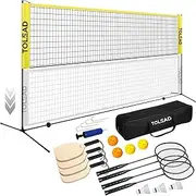 TOLEAD All-in-One Pickleball & Badminton Net Set, Portable Volleyball Net Set for Backyard, Outdoor Sports Game Set w/Volleyball Pickleball Paddles & Badminton Rackets