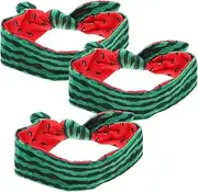 [COLLBATH] 3Pcs Hair Accessories Double Sided Watermelon Elastic Headbands with Bow and Bunny for Summer Daily Wear and Party Fun