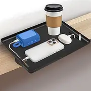 Richenda Bedside Shelf with Two Side USB Cable Slots, Clip on Bunk Bed Shelf- College Dorm Room Essentials, Loft Bed Side Table Tray with Glasses, Books,Phone and Bedroom Accessories, Black