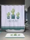 A Light Green Cactus 3D Shower Curtain Polyester Bathroom Decor Waterproof