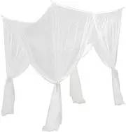 WeiLaiKeQi 4 Corner Post Bed Canopy Net Bedding Drape Cover for Various Settings, White, as described