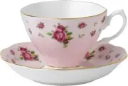 Royal Albert New Country Roses Pink Vintage Teacup and Saucer