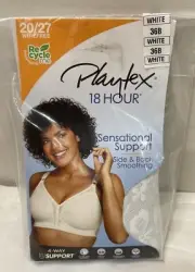 Playtex Bra 18 Hr Sensational Support Side & Back Smoothing Bra 36B White