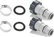 2-Pack Replacement Threaded to Clamp Style Hose Adapter for Intex Pool Sets with 1.5 and 1.25-Inch Hoses - Fits Filter Pumps, Chlorine Generators and Salt Systems with Threaded Hose Connections