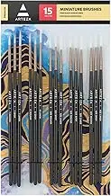 Arteza Detail Paint Brushes, Set of 15, Fine Detail Brush Set for Miniature Models and Canvases, Synthetic Bristles, Small Paint Brushes for Details, Fine Lines, and Shading
