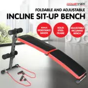 NEW DECLINE SIT UP HOME GYM WEIGHT BENCH PRESS FITNESS SITUP w/ RESISTANCE BANDS