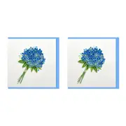 2x Boyle Handmade Paper 15cm Quilled Greeting Card/Envelope Blue Hydrangea Bunch