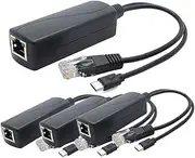 IsMwav 4-Pack 5V PoE Splitter, 48V to 5V 2.4A Adapter with Micro-USB Plug, for IP Camera,Tablets,for and More