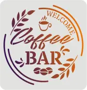 Coffee Bar Stencil 11.8x11.8inch Reusable Coffee Quote Stencils Plastic Coffe...