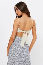 Beige Scarf Top Sleeveless Crop - Size 14, Women's Cami