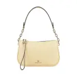 【MICHAEL KORS】MK MICHAEL KORS JET SER CHARM金字字母LOGO牛皮拉鍊肩背包(奶酪)