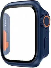 FFHAO PC Firm Cover for Apple Watch Case 45mm 41mm 40mm 44mm Glass Appearance Upgrade 49mm Turning into Ultra iWatch 8 7 SE SE2 6 5 4 (Color : Blue 05, Size : 45mm)