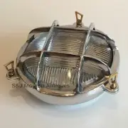 Industrial Bulkhead Light Wall Ceiling Silver Marine Aluminium Round Nautical