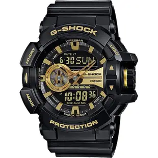 【CASIO 卡西歐】G-SHOCK 金屬系雙顯手錶-經典黑金 女王節(GA-400GB-1A9)