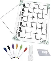 Veemoon 1 Set Monthly Calendar Whiteboard Erasable Wall Board for Office Sleek Acrylic Memo Planner with Markers Hooks for Home Organization and Family Scheduling